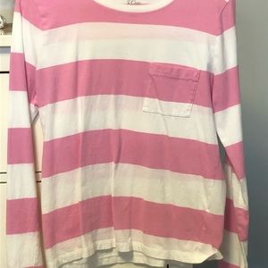 Pink and white striped J Crew long sleeve